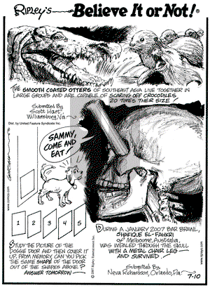 Ripley's Believe It or Not on Tuesday July 10, 2007 Comic Strip