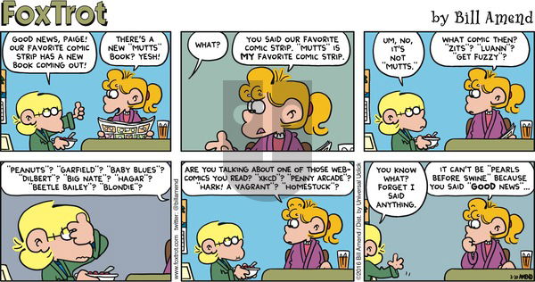 FoxTrot on Sunday March 20, 2016 Comic Strip