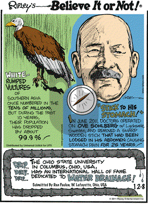 Ripley's Believe It or Not on Thursday December 8, 2011 Comic Strip
