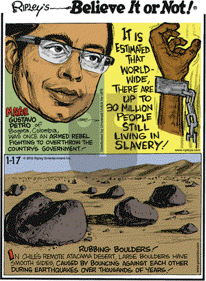 Ripley's Believe It or Not on Tuesday January 17, 2012 Comic Strip