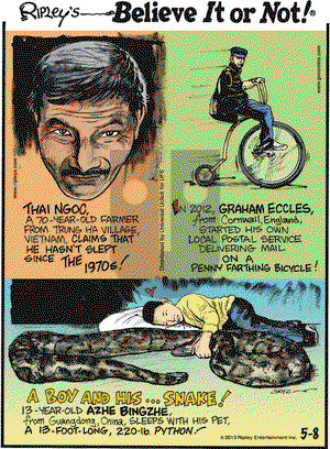 Ripley's Believe It or Not on Wednesday May 8, 2013 Comic Strip