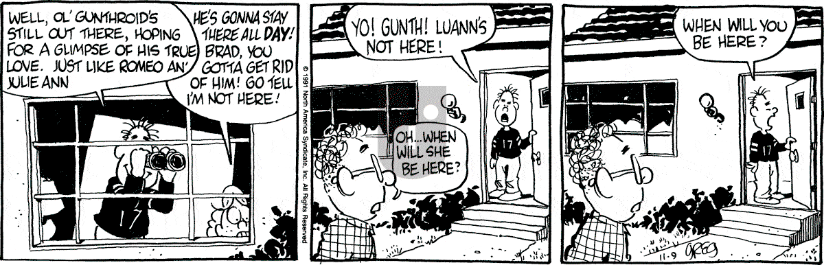 Luann - Saturday November 9, 1991 Comic Strip
