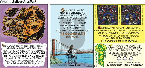 Ripley's Believe It or Not - Sunday November 7, 2021 Comic Strip