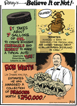 Ripley's Believe It or Not on Thursday July 14, 2011 Comic Strip