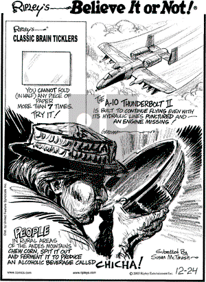 Ripley's Believe It or Not on Saturday December 24, 2005 Comic Strip