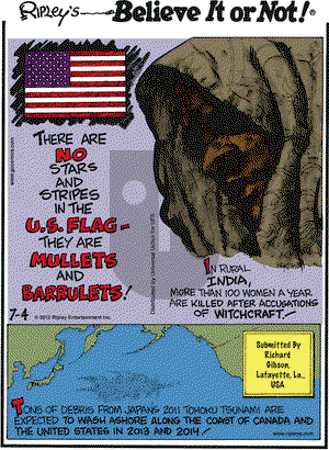 Ripley's Believe It or Not on Wednesday July 4, 2012 Comic Strip