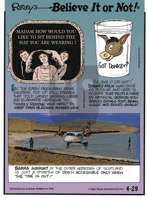 Ripley's Believe It or Not on Wednesday April 29, 2020 Comic Strip