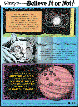 Ripley's Believe It or Not on Saturday August 28, 2021 Comic Strip