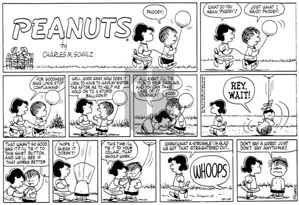 Peanuts on Sunday October 14, 1956 Comic Strip