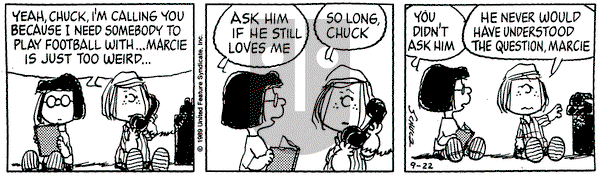Peanuts on Friday September 22, 1989 Comic Strip