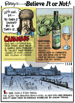 Ripley's Believe It or Not on Monday November 18, 2013 Comic Strip