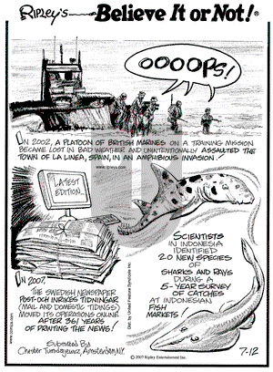 Ripley's Believe It or Not on Thursday July 12, 2007 Comic Strip