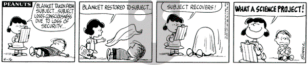 Peanuts on Thursday April 16, 1964 Comic Strip