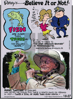 Ripley's Believe It or Not on Friday October 27, 2017 Comic Strip
