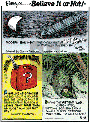 Ripley's Believe It or Not - Tuesday September 8, 2009 Comic Strip