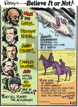 Ripley's Believe It or Not on Friday August 22, 2014 Comic Strip