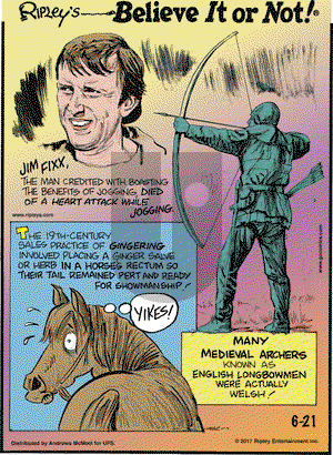 Ripley's Believe It or Not on Wednesday June 21, 2017 Comic Strip
