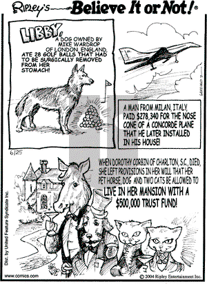 Ripley's Believe It or Not on Friday June 25, 2004 Comic Strip