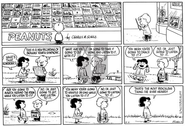 Peanuts on Sunday April 6, 1958 Comic Strip