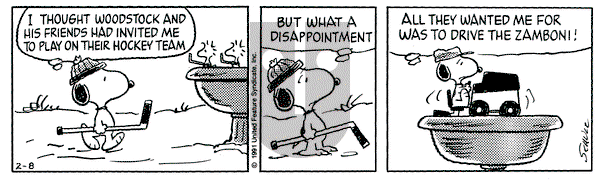 Peanuts on Friday February 8, 1991 Comic Strip