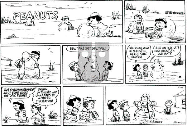 Peanuts - Sunday February 15, 1959 Comic Strip