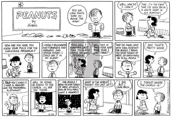 Peanuts on Sunday December 20, 1959 Comic Strip