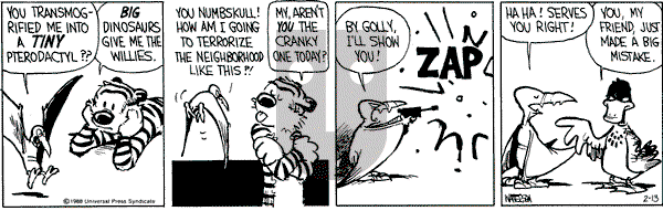 Calvin and Hobbes - Saturday February 13, 1988 Comic Strip