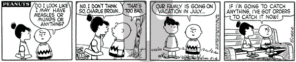 Peanuts on Monday May 6, 1957 Comic Strip