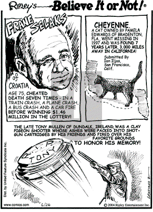 Ripley's Believe It or Not on Saturday June 26, 2004 Comic Strip