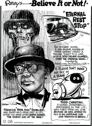 Ripley's Believe It or Not on Wednesday December 28, 2005 Comic Strip
