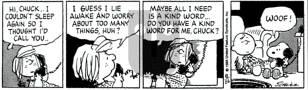 Peanuts on Friday August 26, 1994 Comic Strip