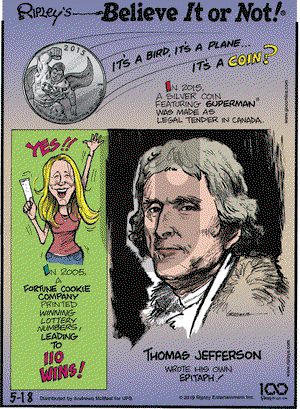 Ripley's Believe It or Not on Saturday May 18, 2019 Comic Strip