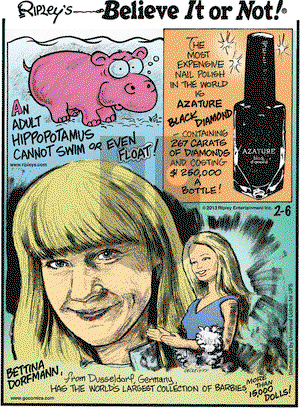 Ripley's Believe It or Not on Wednesday February 6, 2013 Comic Strip