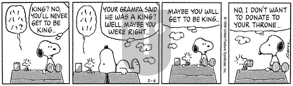 Peanuts on Tuesday February 6, 1996 Comic Strip