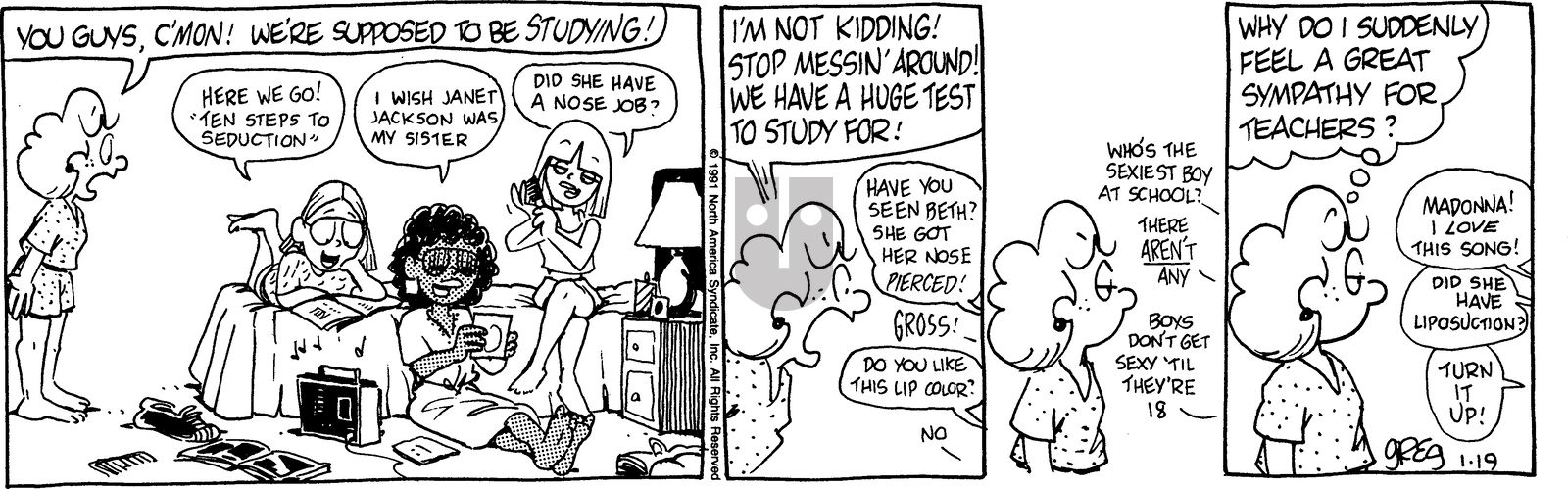 Luann - Saturday January 19, 1991 Comic Strip
