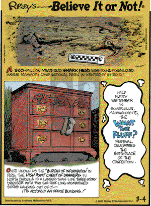 Ripley's Believe It or Not on Wednesday March 4, 2020 Comic Strip