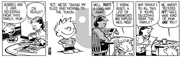 Calvin and Hobbes on Wednesday September 16, 1987 Comic Strip