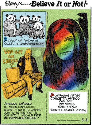 Ripley's Believe It or Not on Friday March 4, 2016 Comic Strip
