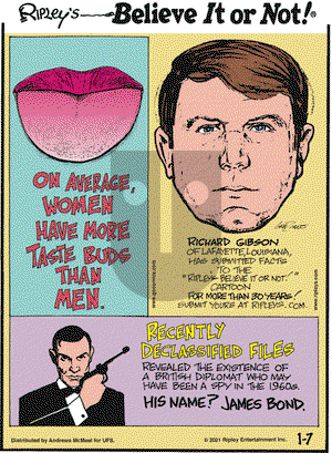 Ripley's Believe It or Not on Thursday January 7, 2021 Comic Strip