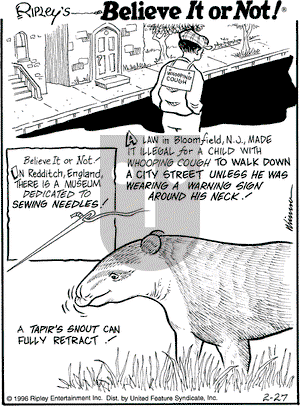 Ripley's Believe It or Not on Tuesday February 27, 1996 Comic Strip