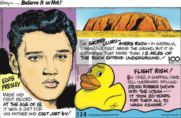 Ripley's Believe It or Not on Sunday December 8, 2019 Comic Strip