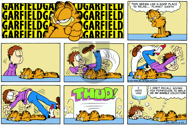 Garfield on Sunday June 20, 1993 Comic Strip