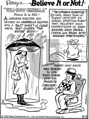Ripley's Believe It or Not on Thursday October 3, 1996 Comic Strip
