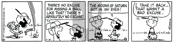 Peanuts on Wednesday July 13, 1977 Comic Strip