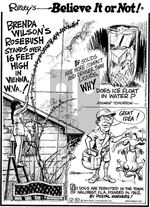 Ripley's Believe It or Not on Friday December 30, 2005 Comic Strip