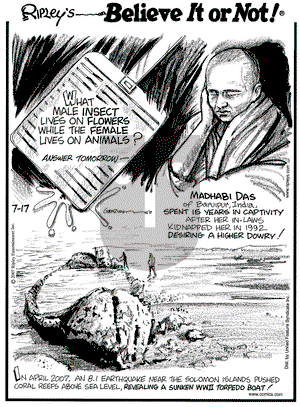 Ripley's Believe It or Not on Tuesday July 17, 2007 Comic Strip