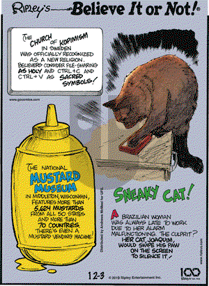 Ripley's Believe It or Not on Tuesday December 3, 2019 Comic Strip