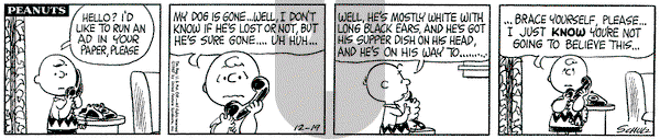 Peanuts on Tuesday December 19, 1967 Comic Strip