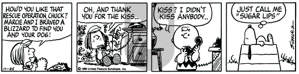 Peanuts on Tuesday November 25, 1980 Comic Strip
