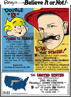 Ripley's Believe It or Not on Saturday October 22, 2011 Comic Strip